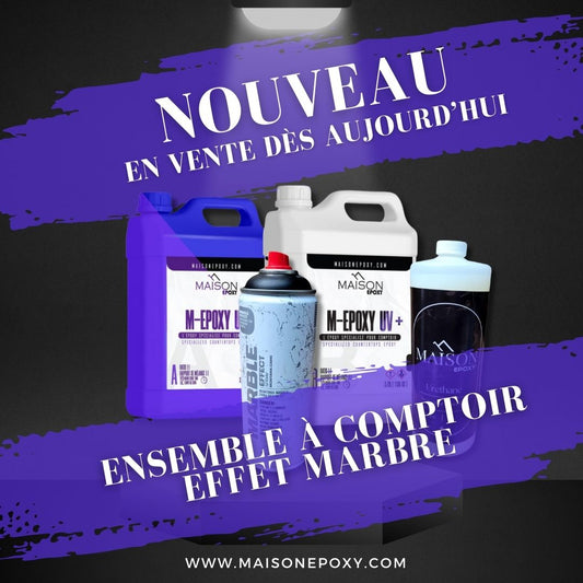 Ensemble à comptoir DIY effet marbre (Couvrance de 50p2)